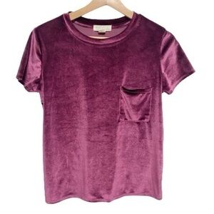 XXI wine color velour short sleeve shirt small